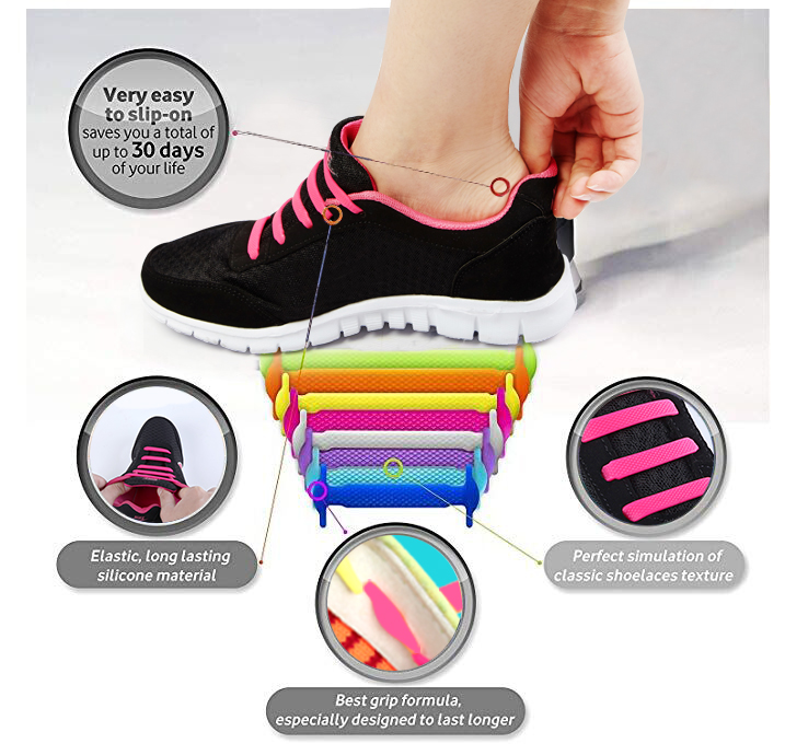 Hot Sell Fashion Hot-selling No Tie Shoelaces Silicone Shoe Laces Silicone No Tie Shoelaces