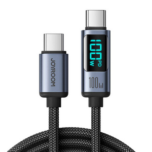 Joyroom 1.2m 100W Quick Charge Mobile Phone Type-C to Type-C Cable Led Digital Display Fast Charging Data Usb Cable