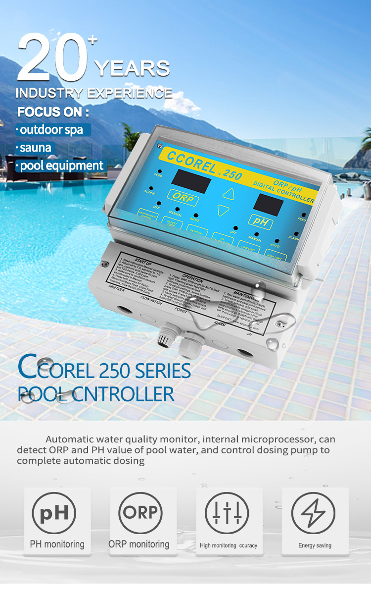 CCOREL 250 Swimming Pool PH ORP Monitor Automatic Digital Pool Water Quality Controller