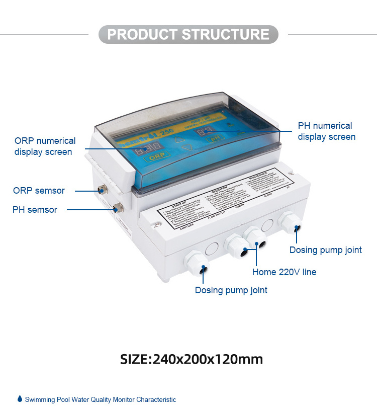 CCOREL 250 Swimming Pool PH ORP Monitor Automatic Digital Pool Water Quality Controller