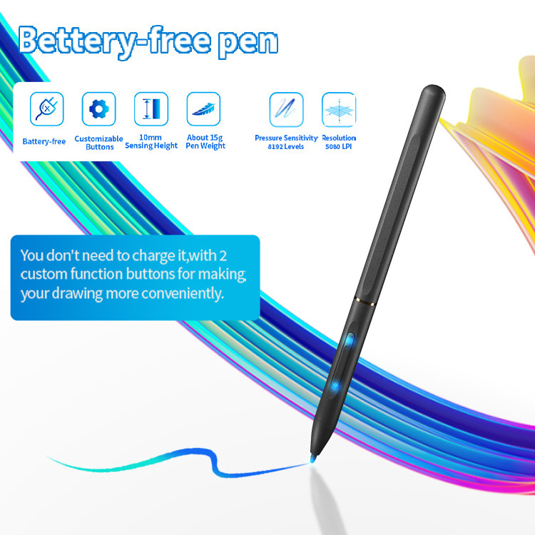 JSK Slim Digital Tablet Battery-Free Pen Tablet Electronic Writing Signature Pad Drawing Graphic Tablet with 6 Programmable Keys