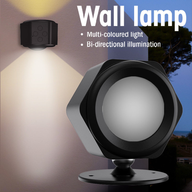 Remote Control LED Wall Light Bi-Directional Illumination Decor Night Light Dimmable Wall Mounted Lamp with 360 Magnetic Ball