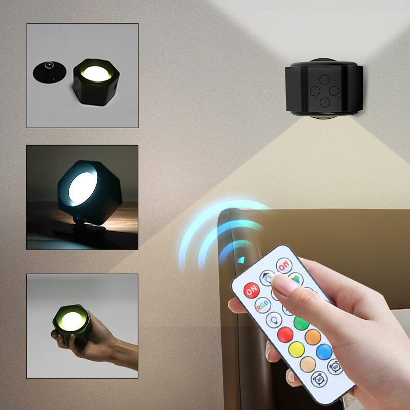 Remote Control LED Wall Light Bi-Directional Illumination Decor Night Light Dimmable Wall Mounted Lamp with 360 Magnetic Ball