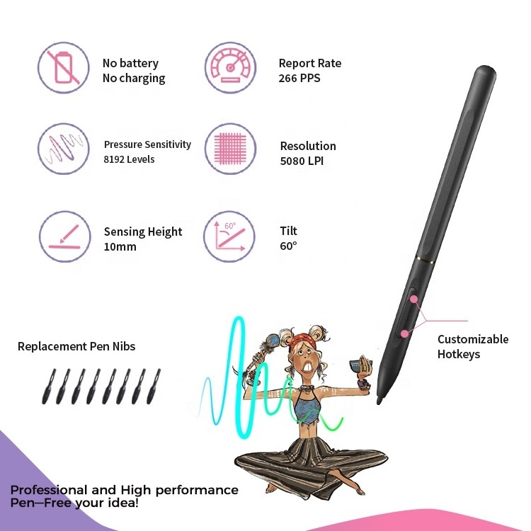 JSK Digital Pen Tablet Monitor Graphic Drawing Tablet with 8192 Level Pen Pressure Drawing Pad Graphic Tablet with Digital Pen