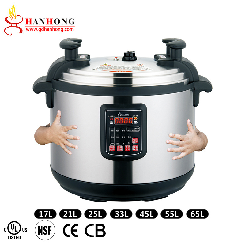 Manufacturer custom17L 21L 25L 33L 45L 55L 65 liter stainless steel housing industrial commercial electric pressure cooker