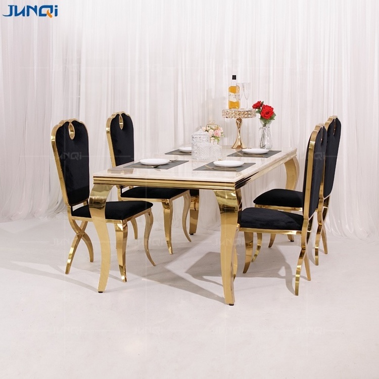 Wholesale gold stainless steel Square dining wedding table party chairs and tables for events