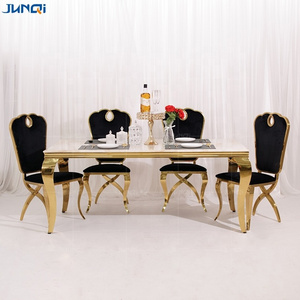 Wholesale gold stainless steel Square dining wedding table party chairs and tables for events