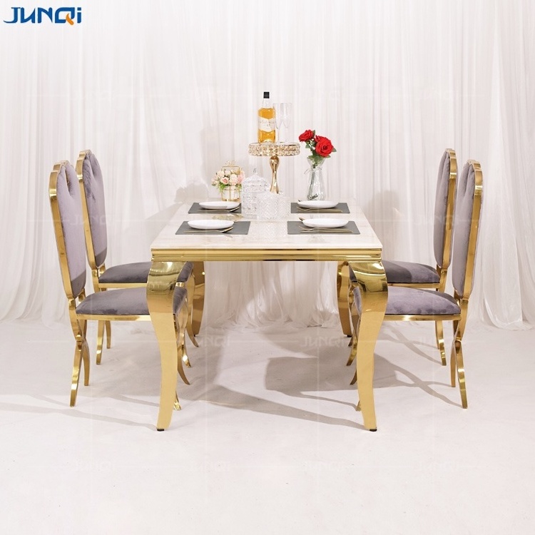 Wholesale gold stainless steel Square dining wedding table party chairs and tables for events