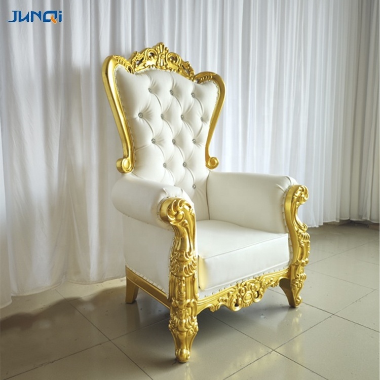 China golden hotel wedding sofa rental high back antique pedicure royal king queen sofa throne chairs