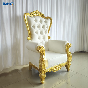 China golden hotel wedding sofa rental high back antique pedicure royal king queen sofa throne chairs