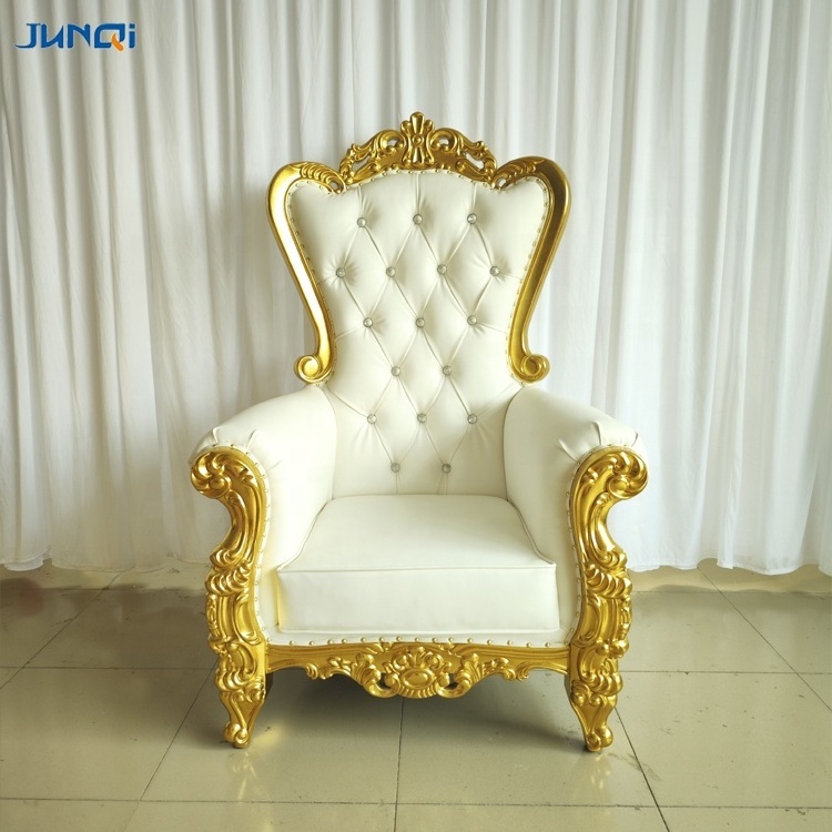 China golden hotel wedding sofa rental high back antique pedicure royal king queen sofa throne chairs