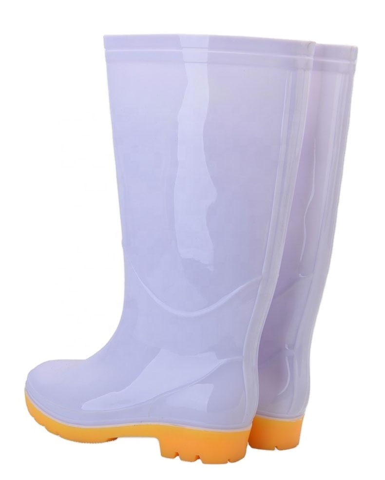 Food  Industry  Rain Boots White  Wholesale  Natural  Rubber  PVC Silicone Slip-Resistant Gumboots   For  Men