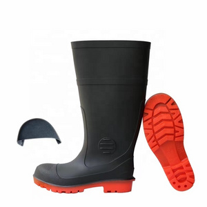 Waterproof Steel Toe Insert Safety Boots Wear-resistant Rain Boots Working Construction Gumboots PVC for Men Black Adult Durable