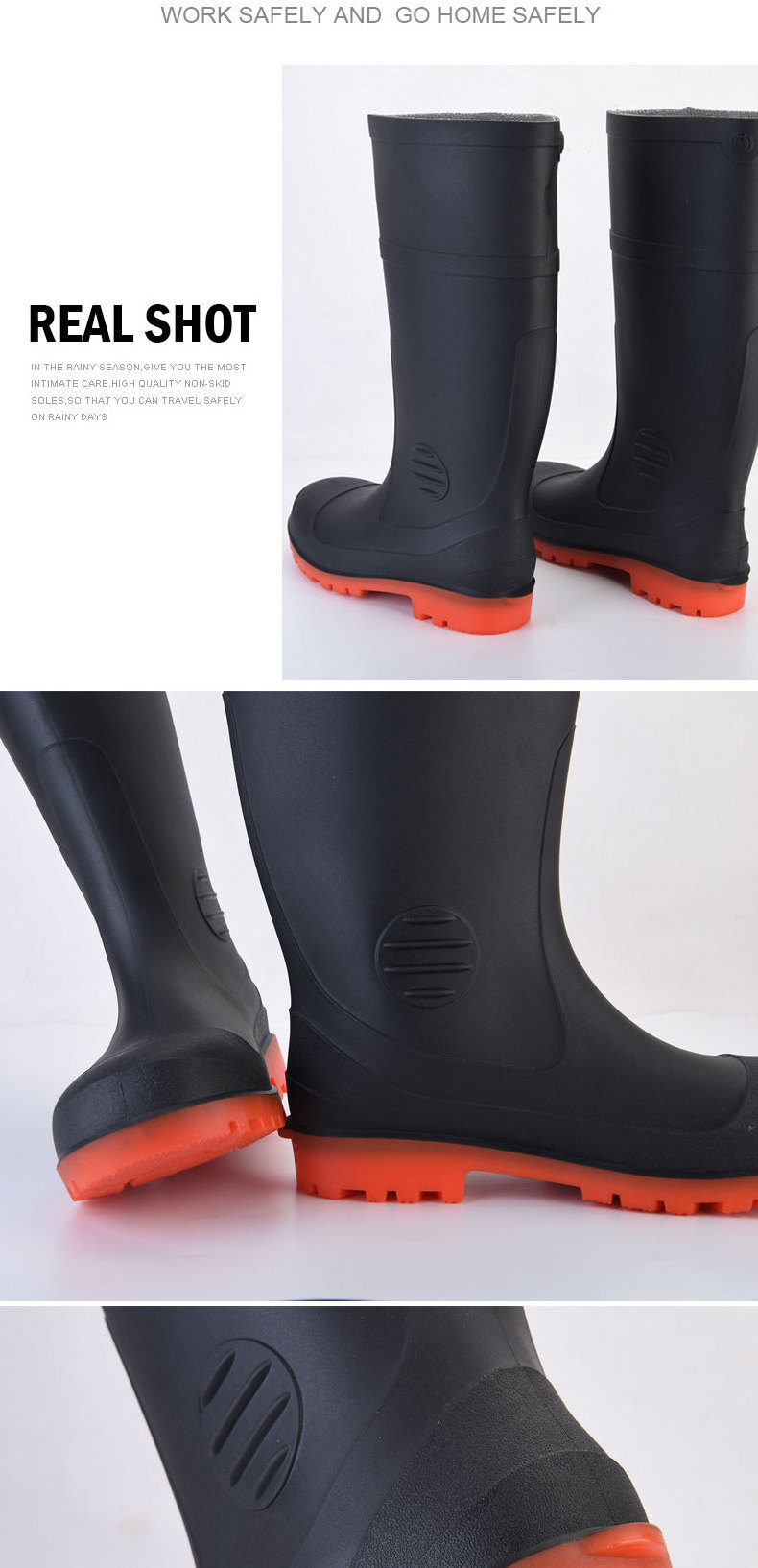 anti slip unisex plastic pvc rain boots waterproof shoes for men high heel gum wellington boots rubber pvc custom