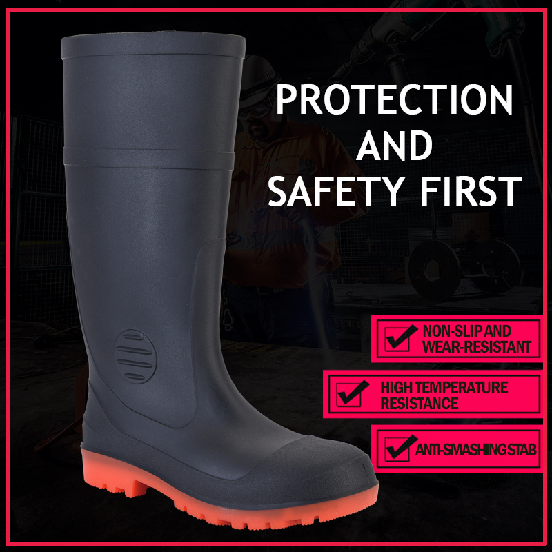 anti slip unisex plastic pvc rain boots waterproof shoes for men high heel gum wellington boots rubber pvc custom