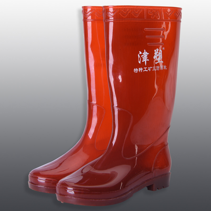 pvc transparent red rain boots men clear water shoes for working safety gumboots