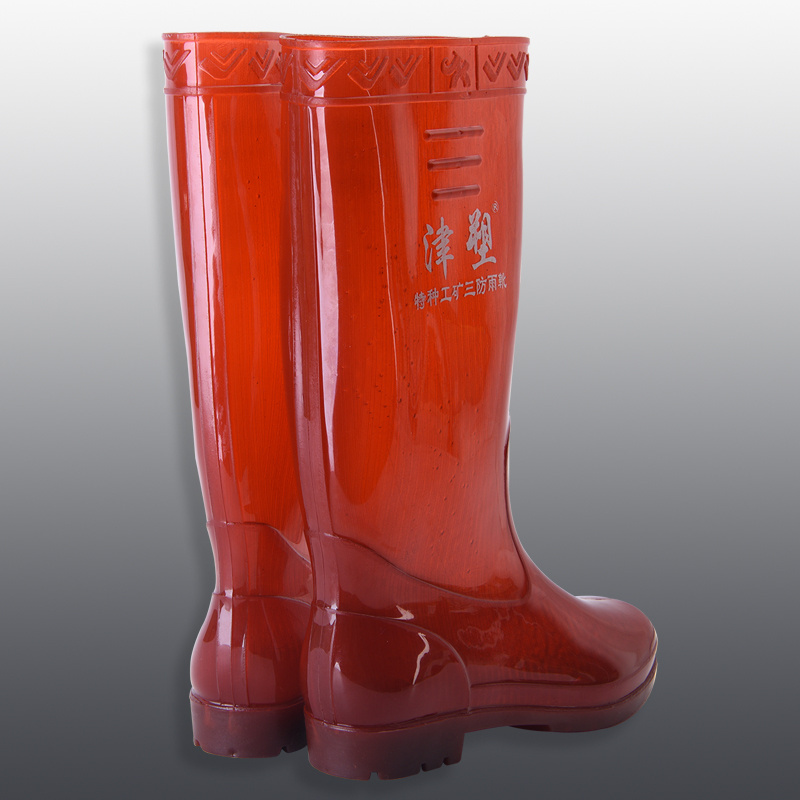 pvc transparent red rain boots men clear water shoes for working safety gumboots