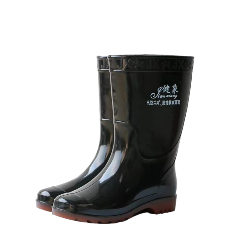 Black Shiny Men PVC Outsole Rain Boot Wellington Boot Wellies Half Height Mid Calf Rain Boots For Fishing