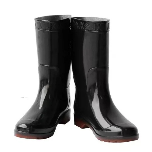 Black Shiny Men PVC Outsole Rain Boot Wellington Boot Wellies Half Height Mid Calf Rain Boots For Fishing