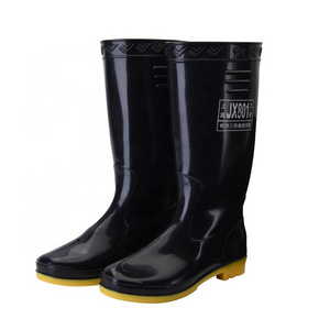 Custom logo waterproof anti slip oil acid resistant black cheap non safety plastic PVC rain boots for men