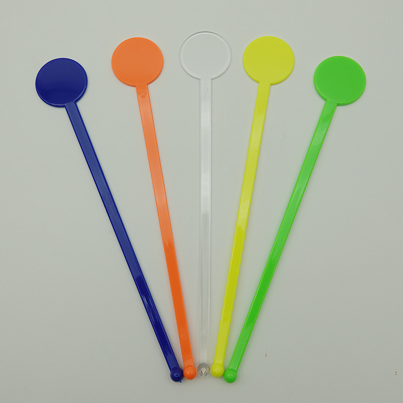 wholesale Plastic Custom Drink Stirrer Round Top Swizzle Sticks  accept logo for Promotion Advertise