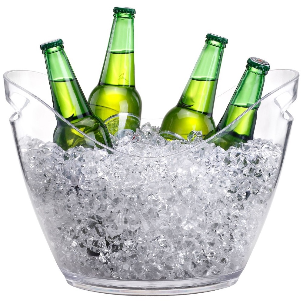 Clear Plastic Wine & Beer Bottle Cooler Oval Storage Tub for Parties PC Material for Bar & Beverage Chiller Bins