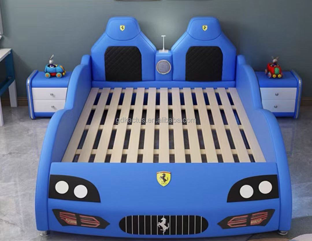 Modern race car bed children beds luxury kid wooden leather car bed