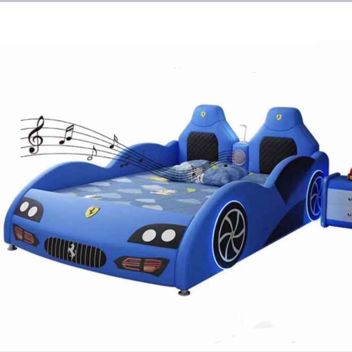 Modern race car bed children beds luxury kid wooden leather car bed