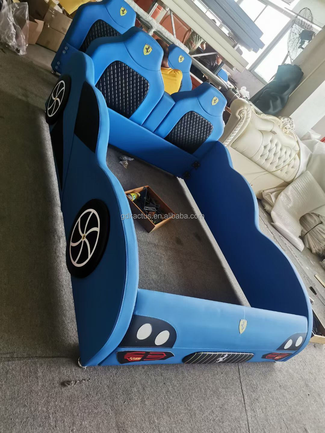 Modern race car bed children beds luxury kid wooden leather car bed