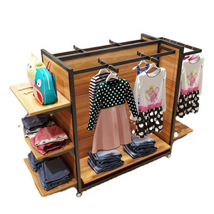 Custom kid clothing store display fixture colorful goldola clothes display rack for kids