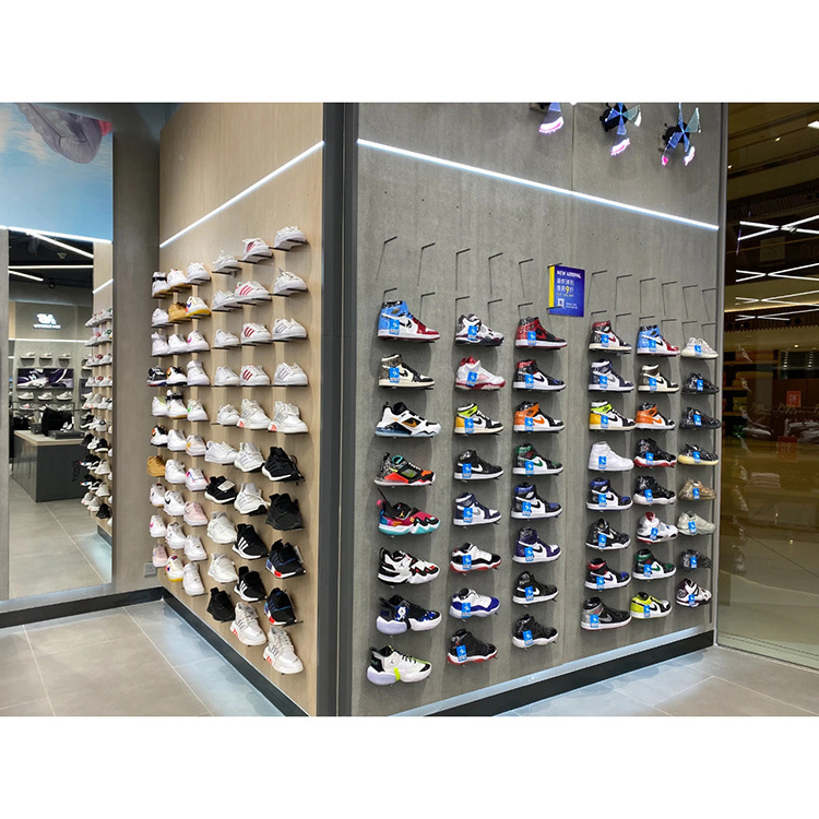 decoration for shoe shop/wall mounted shoe racks/shoes showroom design