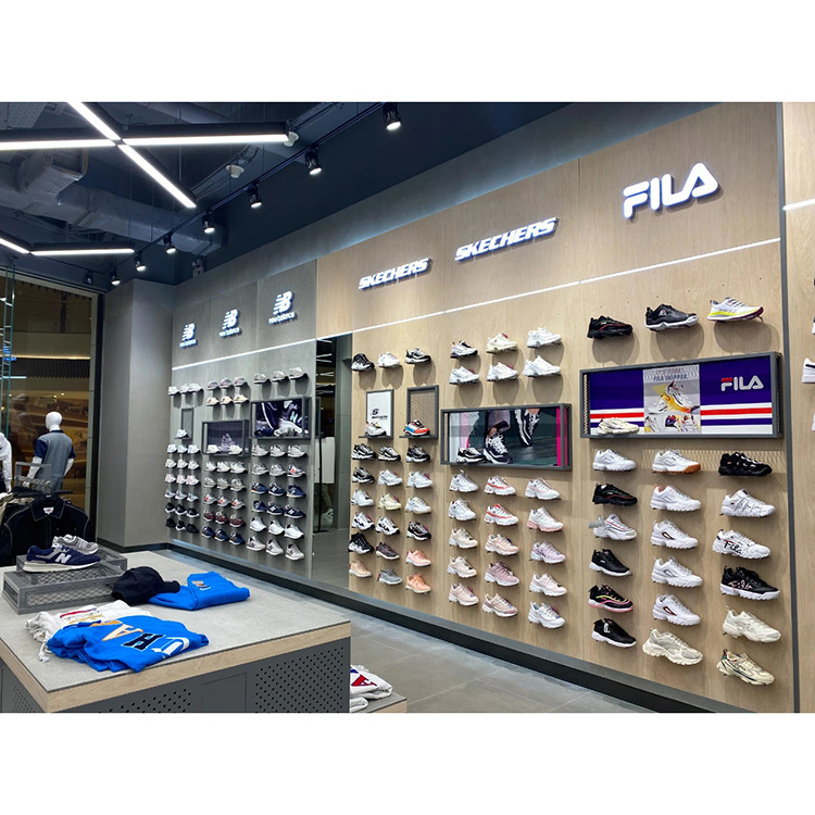 decoration for shoe shop/wall mounted shoe racks/shoes showroom design