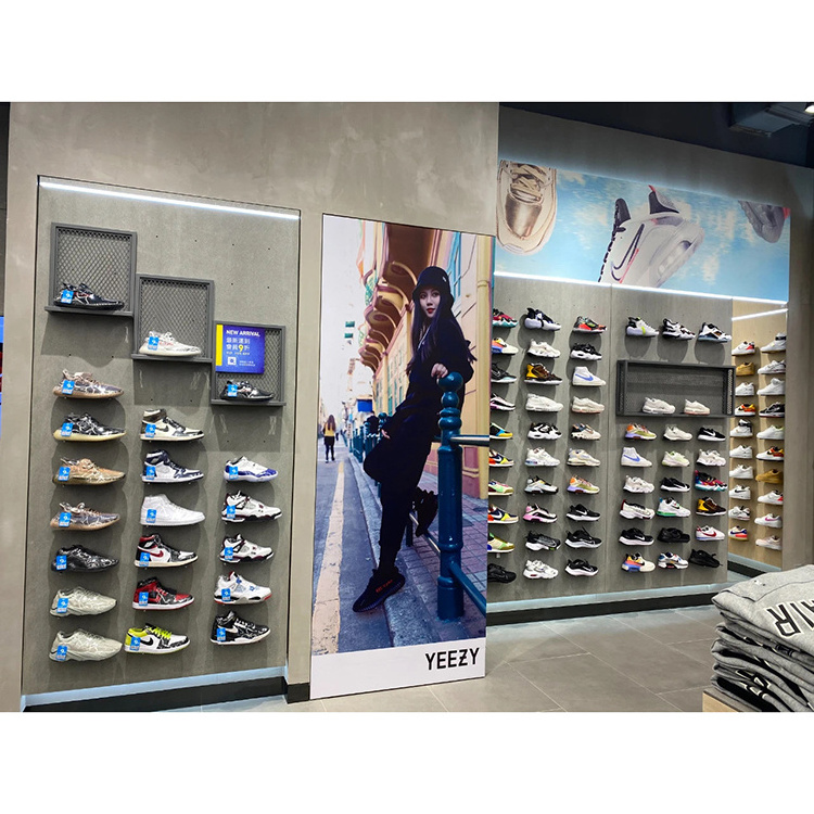 decoration for shoe shop/wall mounted shoe racks/shoes showroom design