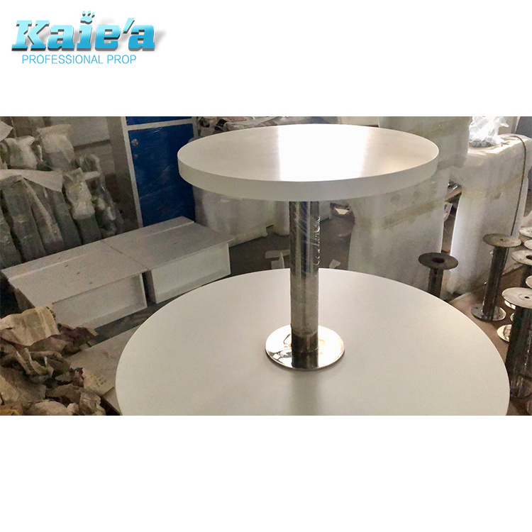 Commercial white wood top garments 3 tiered retail display round table