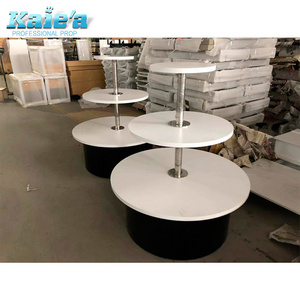 Commercial white wood top garments 3 tiered retail display round table