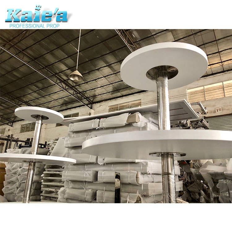 Commercial white wood top garments 3 tiered retail display round table