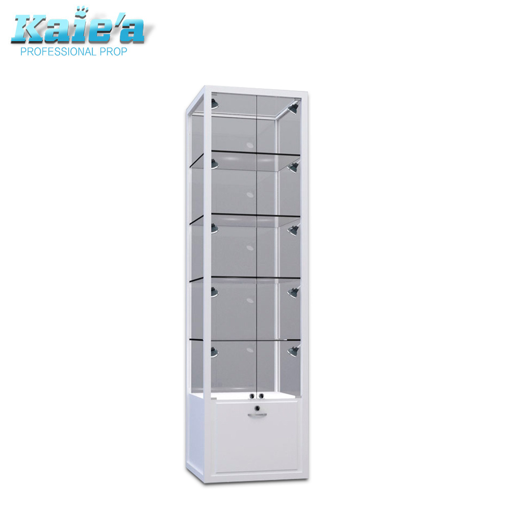 Modern design luxury glass used jewelry display showcase mall jewelry counter lighted metal glass top jewelry display case