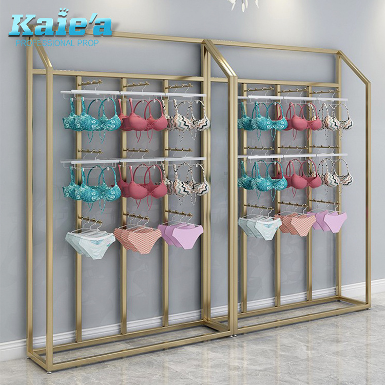 beautiful pink underwear display stand, wall rack clothes shelf