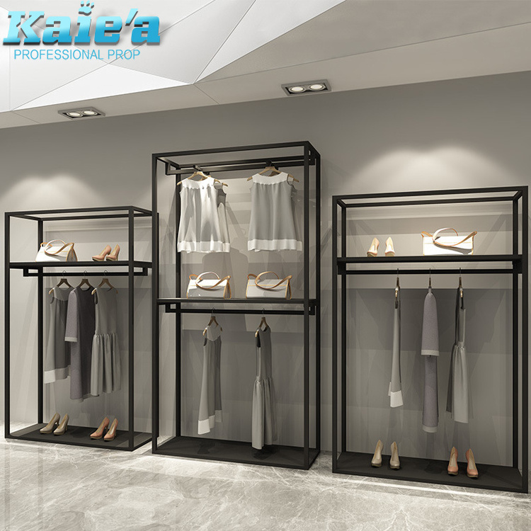 retail store furniture metal wall hanging clothes shop metal display racks and stand for hanging garment