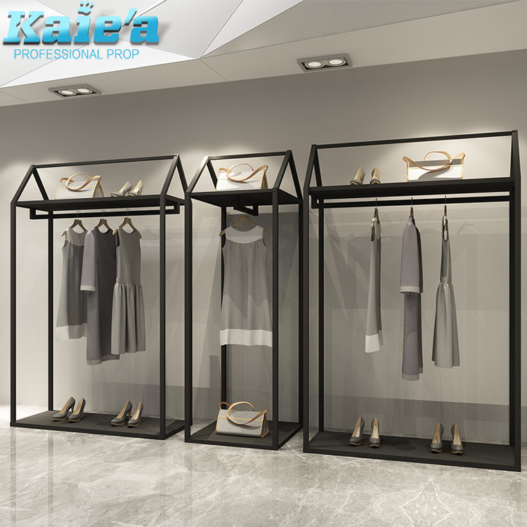 retail store furniture metal wall hanging clothes shop metal display racks and stand for hanging garment