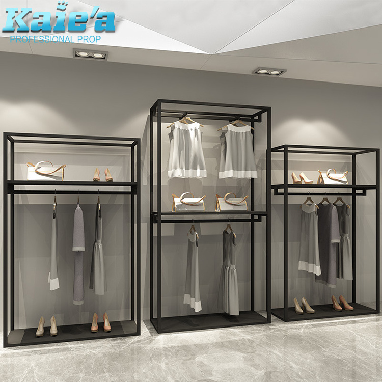 retail store furniture metal wall hanging clothes shop metal display racks and stand for hanging garment