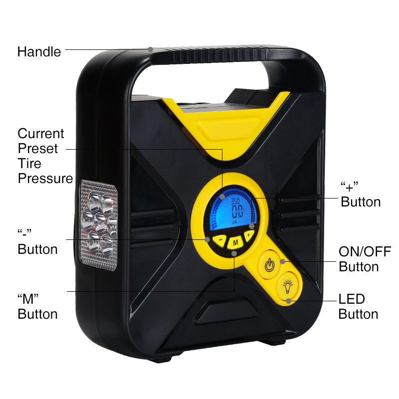 100PSI Portable rechargeable digital tire inflator heavy duty truck tire inflator kit