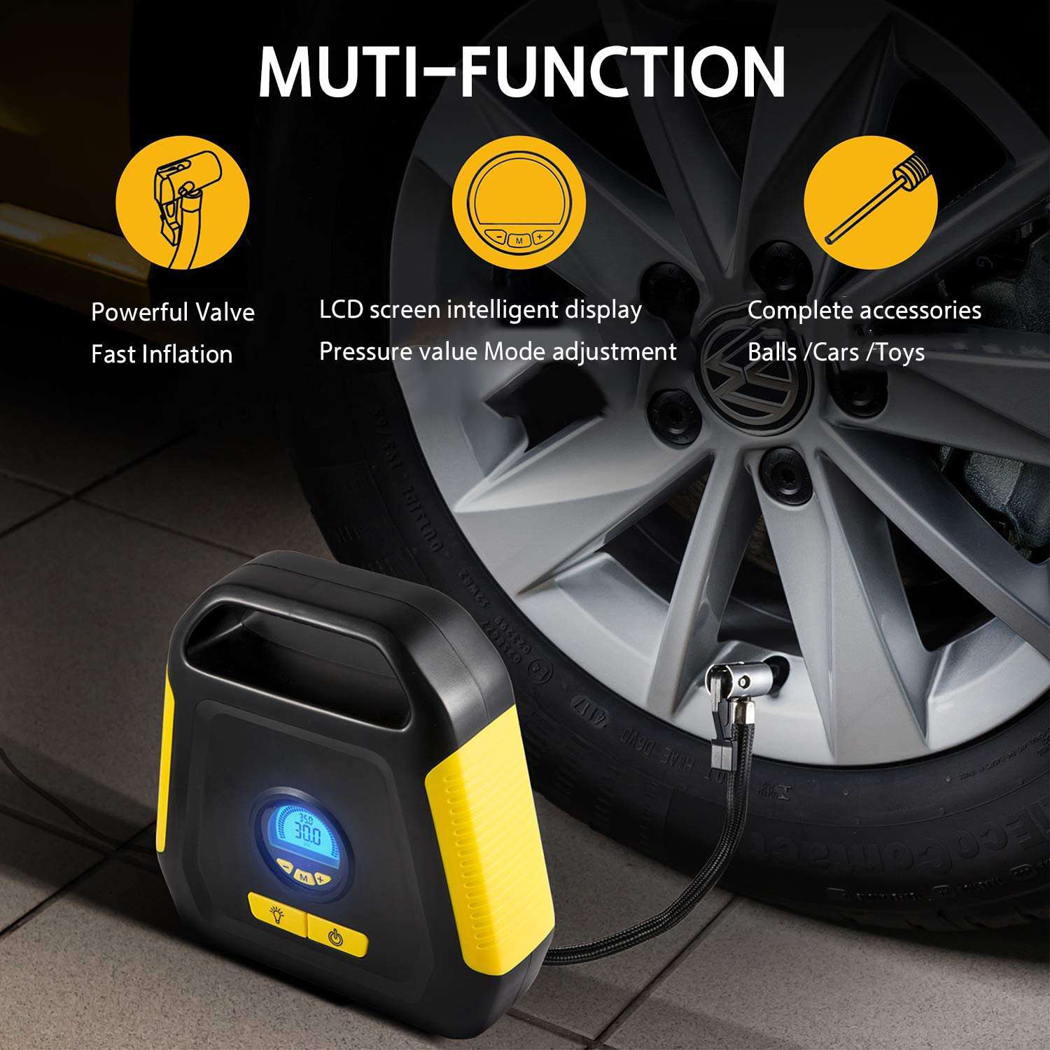 Portable inflator Car Accessories Electric Compressor Air Pump,12V Portable Electric Air Compressor Pump Car Tyre Inflator