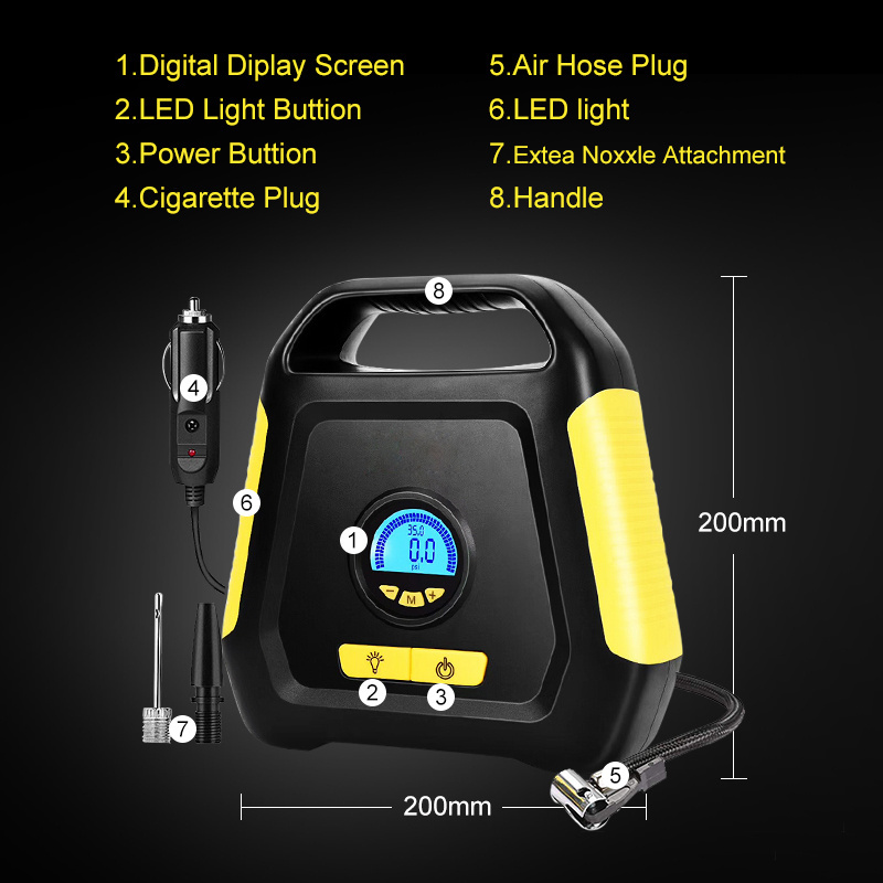 Portable inflator Car Accessories Electric Compressor Air Pump,12V Portable Electric Air Compressor Pump Car Tyre Inflator