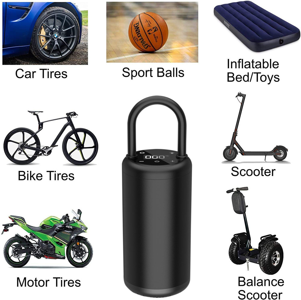 Digital Electric Rechargeable Car Air Compressor Battery Bicycle Portable Automatic Cordless Wireless Air Pump Tire Inflator