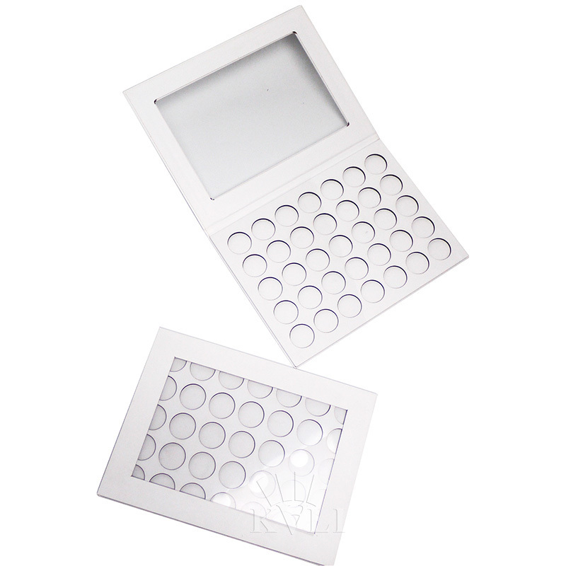 Wholesale Bulk 35 Color Empty Eyeshadow Palette With Clear Window Makeup White Cardboard Packaging