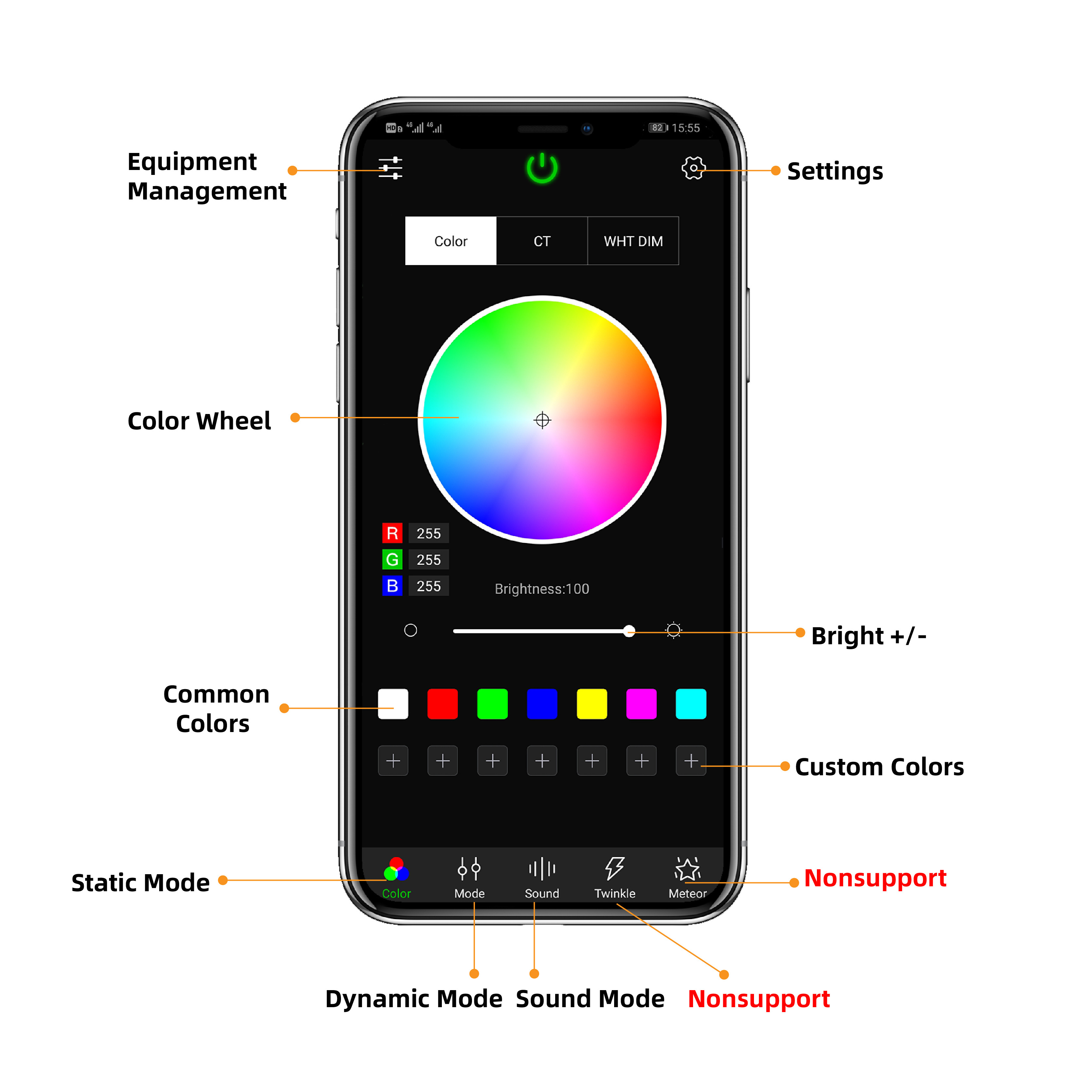 12W RGBW APP Music Control LED Fiber Optic Light Engine for Star Sky Effect for Ceiling Decoration