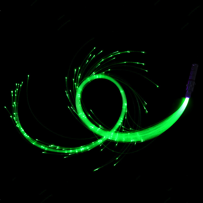 High Quality Battery Operated LED RGB Fiber Optic Whip Light with End Glow Flashing Effect for Dance