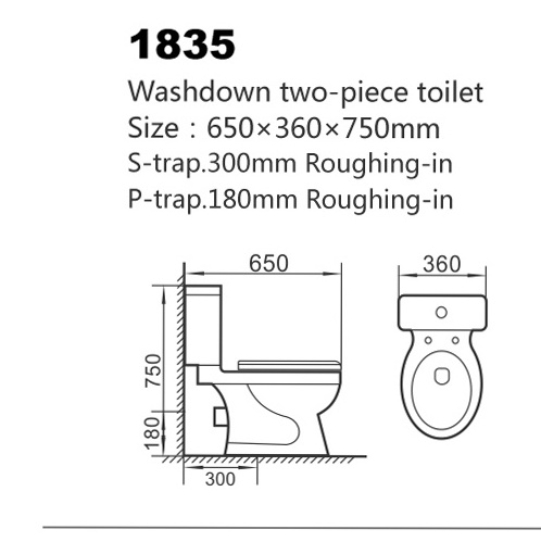 Nigeria Twyford Wc P-Trap Toilet Two Piece Water Closet Ceramic Toilet Bowl