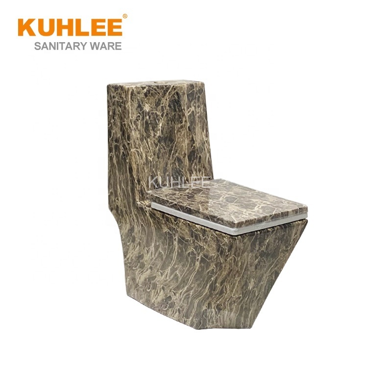 Marble Design Toilet Black Color Diamond WC Bathroom Well Received Sanitary Wares Ceramic One Piece Toilet